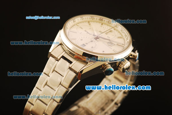 Tag Heuer Carrera Swiss Valjoux 7750 Automatic Full Steel with White Dial - Click Image to Close